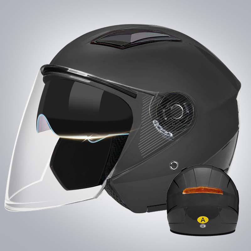 3C Certified Electric Bike & Motorcycle Helmet with Double Windshield - All-Season, Warm Safety Half Helmet