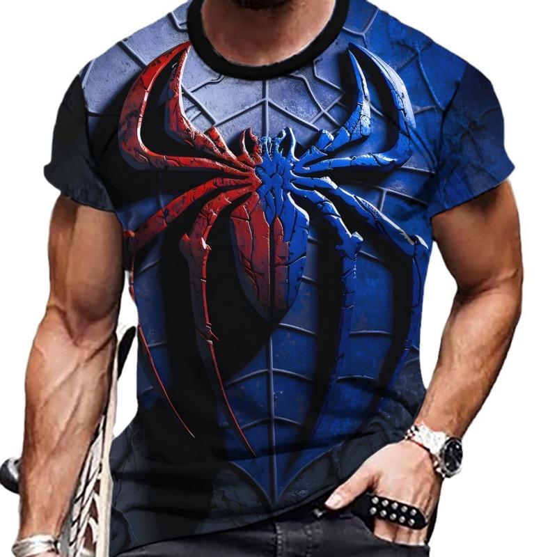 Short Sleeved Summer Spider Beast Digital Printed Fashionable T-shirt with Loose Fitting Head Round Neck Made of Milk Silk T-Shirts (men’s)
