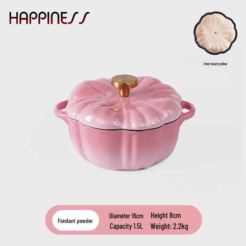 Little Happiness Многофункциональная чугунная эмалированная кастрюля в форме тыквы - рагу, суп, универсальная индукционная плита