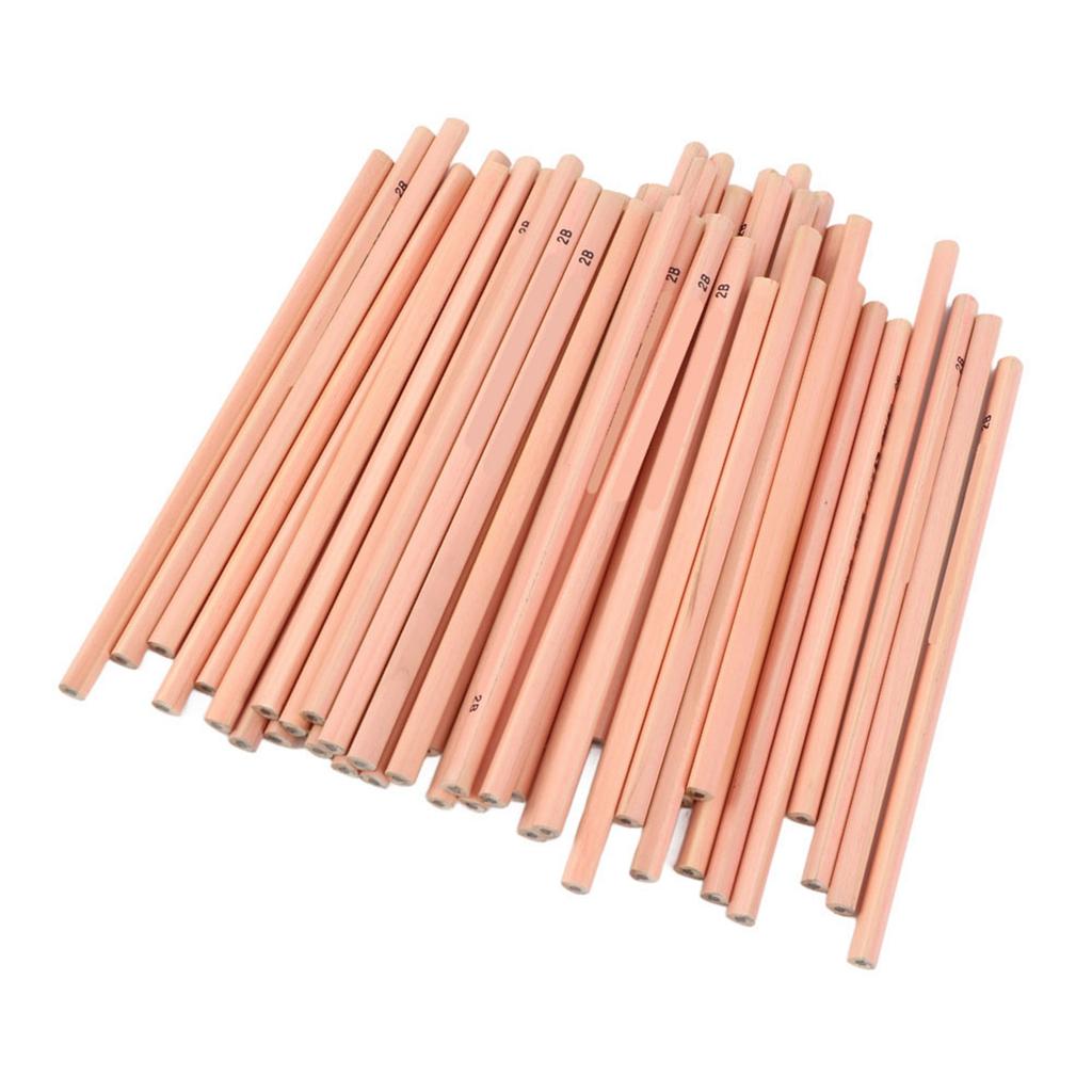 50PCS Environmental Protection Wooden HB 2B Pencil Graphite Writing Pencil(2B Triangular Rod)