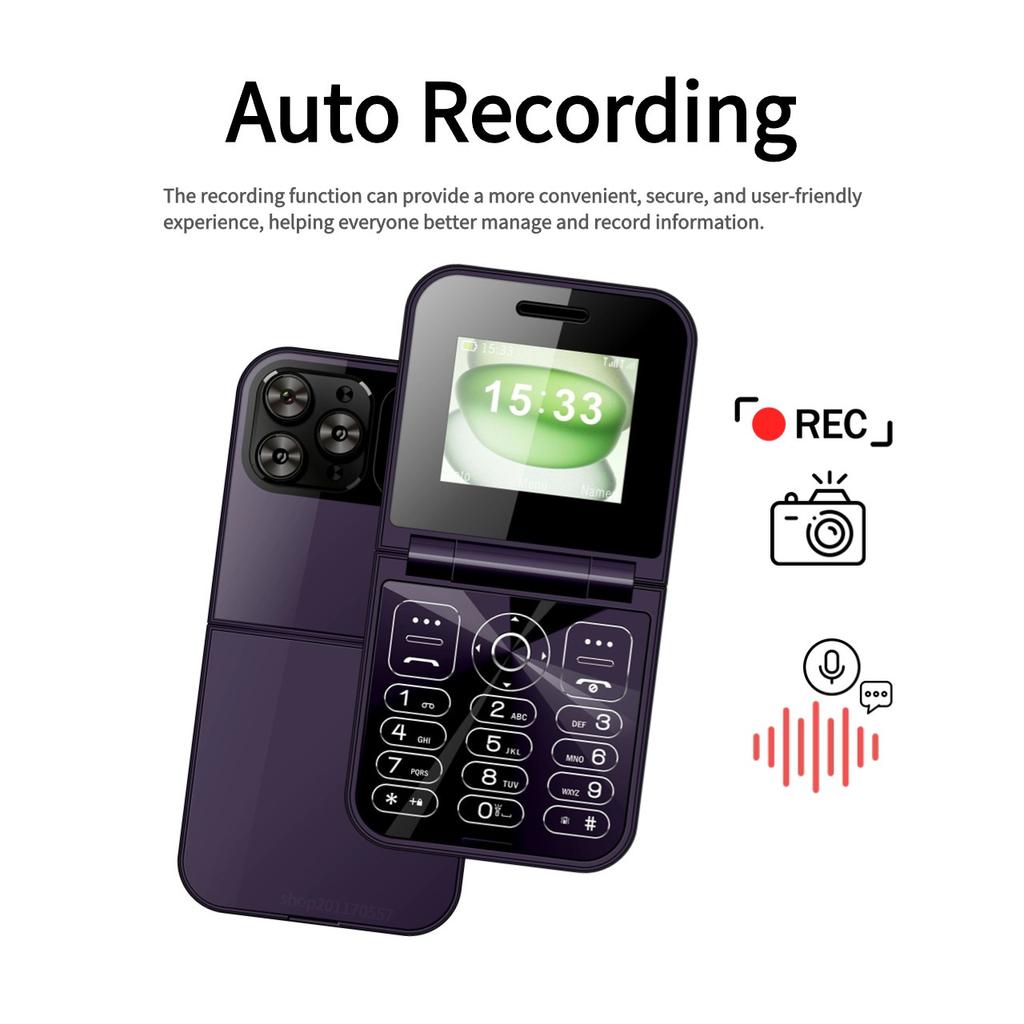 Мини-раскладной мобильный телефон с двумя SIM-картами, 2G GSM, 2,0-дюймовый экран, скоростной набор, волшебный голосовой фонарик, FM-черный список, маленькая раскладушка, запасной телефон