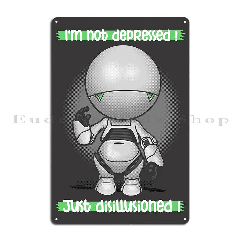 Good Grief DON'T PANIC Marvin Cute Hitchhikers Guide To the Galaxy and the Life Droid Project Metal Printing Tin Sign Poster