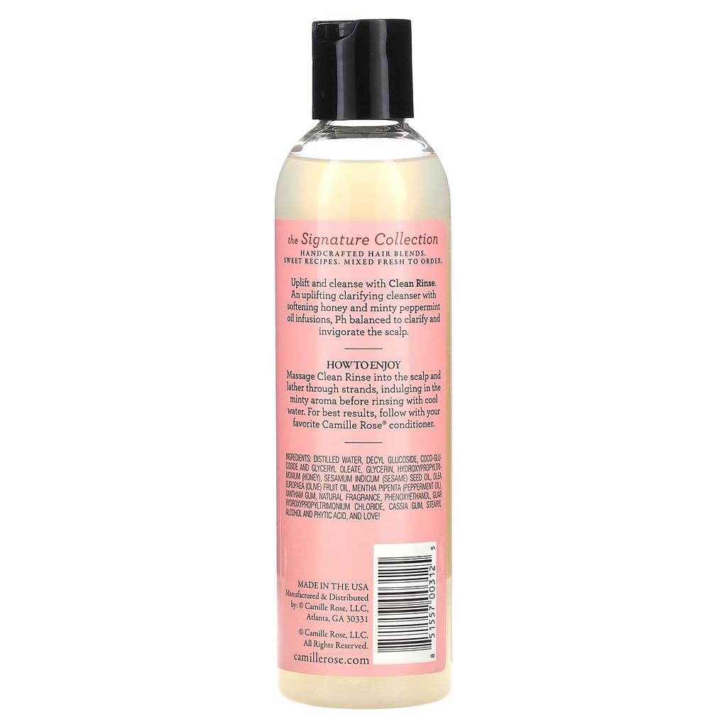 Camille Rose Clean Rinse, увлажняющий и очищающий шампунь, мед и мята, 8 унций (240 мл)