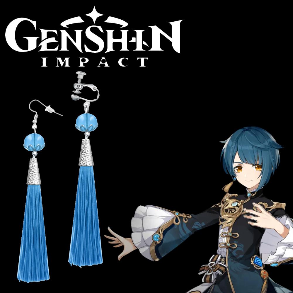 Серьги для косплея Genshin Impact Zhongli Qiqi Tartaglia Kaeya Alberch, зажим для ушей, женский костюм, реквизит, ювелирное изделие, подарок
