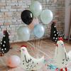 6 Pcs Walking Chicken Balloons White Black Latex Chicken Balloons Standing Farm Animals Party Decoration for Birthday Party Baby Shower