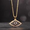 Zircon Necklace for Women Gold Color Stainless Steel Necklace Lucky Turkish Eye Pendants Chain Jewelry Gift Steel Necklace Men