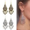 1 пара женских серег-крючков, винтажные серьги с кисточками, резные цветочные капли в форме капли, богемные украшения для ушей, ювелирные изделия, серьги для отдыха, подвесные серьги