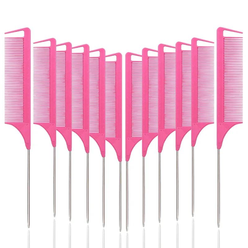 Rat Tail Comb Set - Professional Fine-Tip Comb, Anti-Static Hair Dye Comb & Steel Pin Hairbrush,Suitable for all hair types