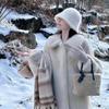 Faux Fur Coat, Women's Fur and Fur Integrated, Medium Length, Loose Lapel, Eco-friendly Mink Fur Fur Fur Coat, Winter High-end Feel