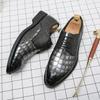 Large Size Men's Business Dress Leather Shoes Fashion Crocodile Pattern Lace-up Leather Shoes British Style Gentleman Leather Shoes