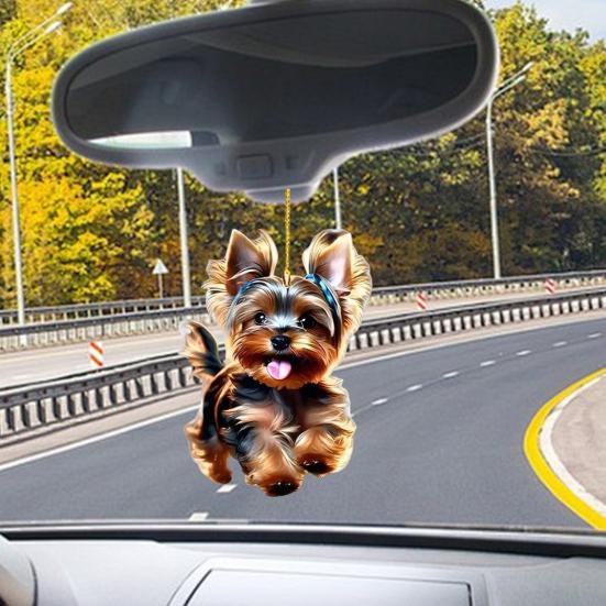 Car Rearview Mirror Charm Cute Puppy Themed Charm Acrylic Hanging Decoration for Car Mirror Bag Home Festive