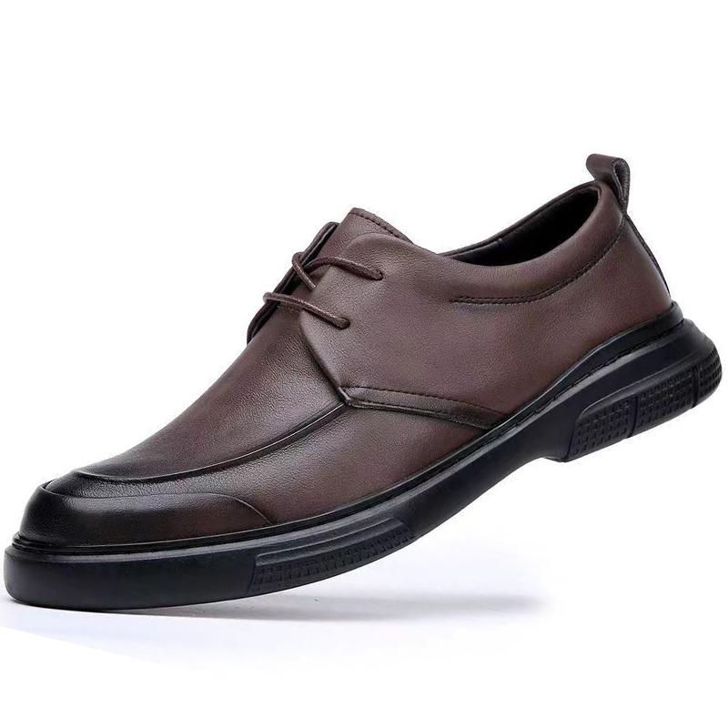 Genuine Leather Shoes Men Business Style Cow Leather Mens Derbys Shoes Flat Brand Male Footwear Black Brown