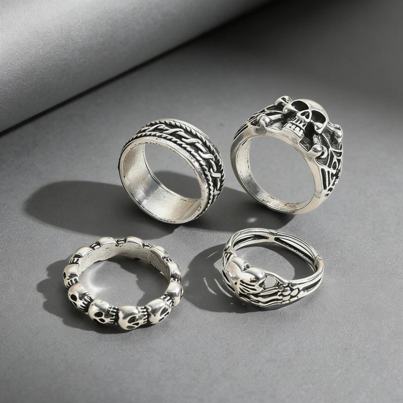 Ретро Панк Череп Сквозное Унисекс Кольцо-Шинка - Европейский и Американский Стиль