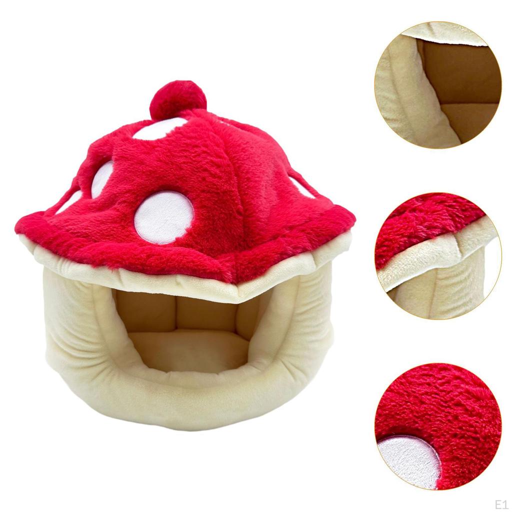 Полузакрытая кровать для питомца, котенок, кот, теплый домик в форме гриба, моющийся, мультяшный, удобный, собака