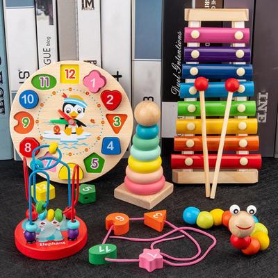 Детский музыкальный инструмент деревянный ксилофон скручивающийся червяк радуга башня часы форма блок сортировка игра для малышей мальчики девочки развивающий инструмент игрушка