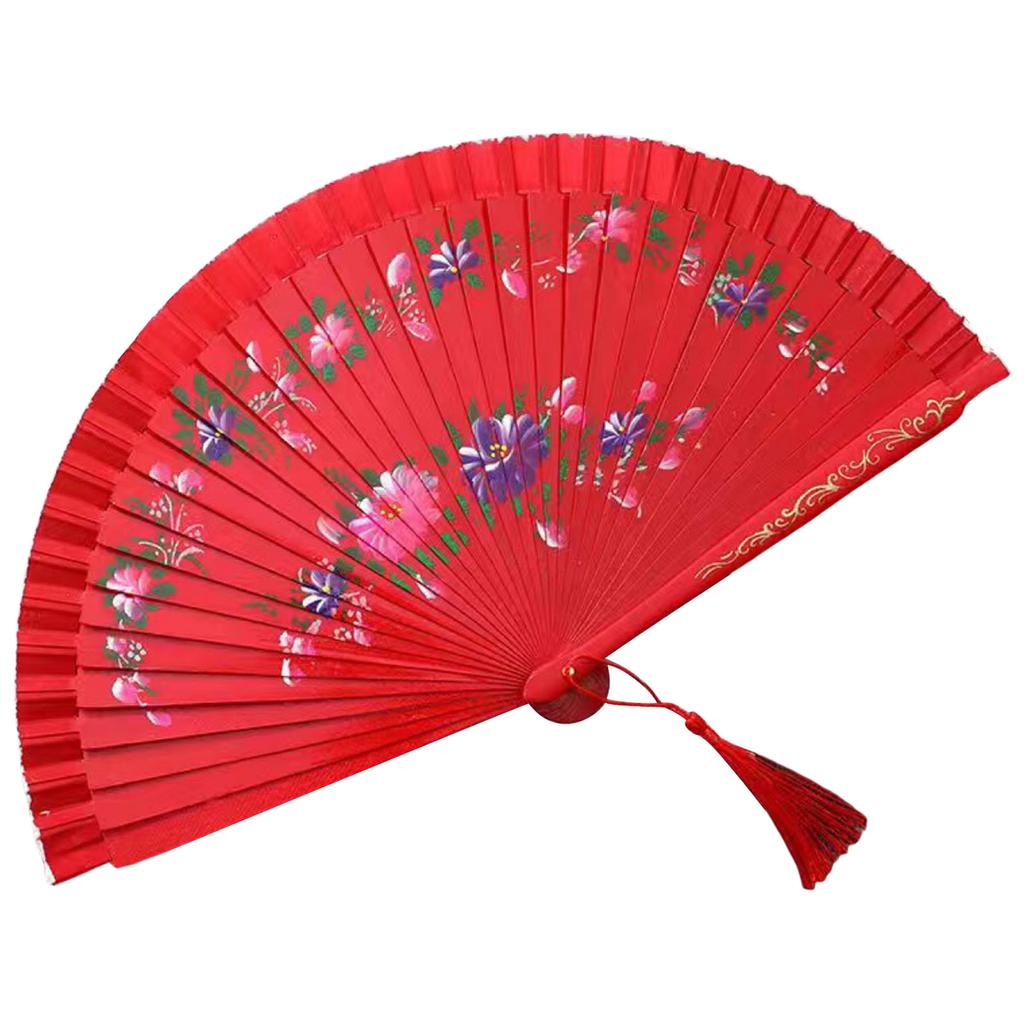 Фламенко Выступление Двусторонний Ручной Испанский Танцевальный Веер с Цветочным Рисунком Шелковый Складной Веер