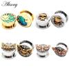 Alisouy 2PCS Stainless Steel Star Moon Sun Skull Cat Butterfly Ear Gauges Tunnels Plugs Expander Stretcher Piercing Body Jewelry