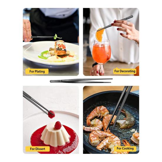 3 шт. 10-дюймовые кухонные пинцеты, тонкие пинцетные щипцы, щипцы для барбекю из нержавеющей стали, длинные кулинарные пинцеты для сервировки и подачи морепродуктов