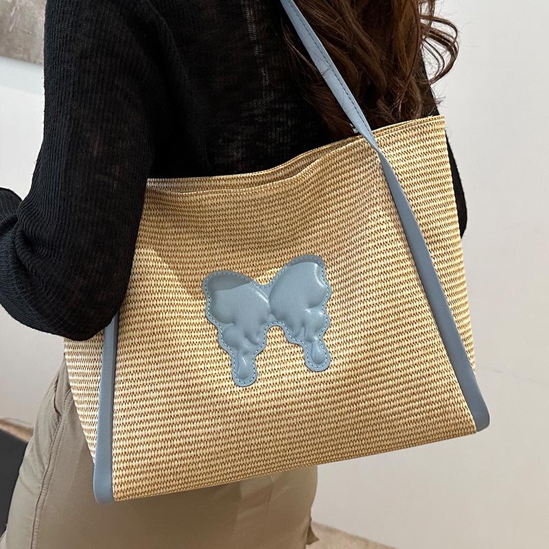 Летняя популярная соломенная сумка-ведро для женщин, модная сумка для поездок на работу, женская пляжная сумка для отдыха на море