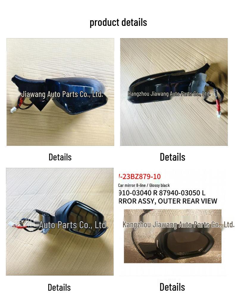 Зеркало заднего вида Toyota BZ3 2023, 8-проводное, Глянцево-черное, Правое 87910-03040, Левое 87940