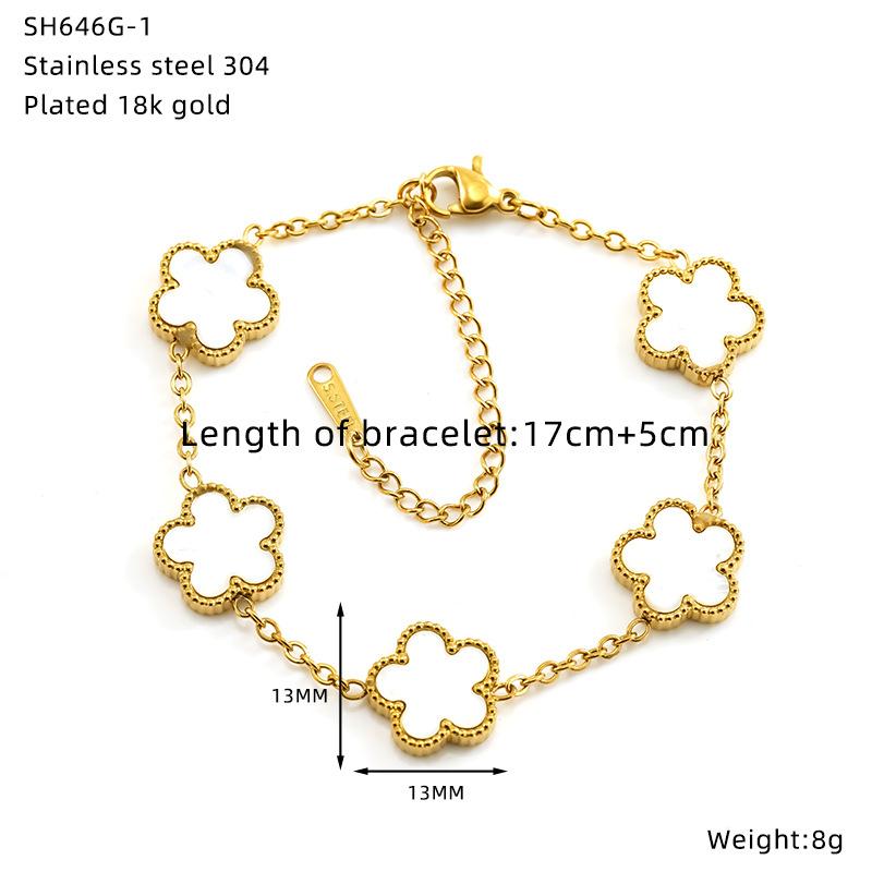 Браслет-цветок с пятью лепестками, браслет из нержавеющей стали с титановым покрытием, двусторонний, на удачу, темпераментный