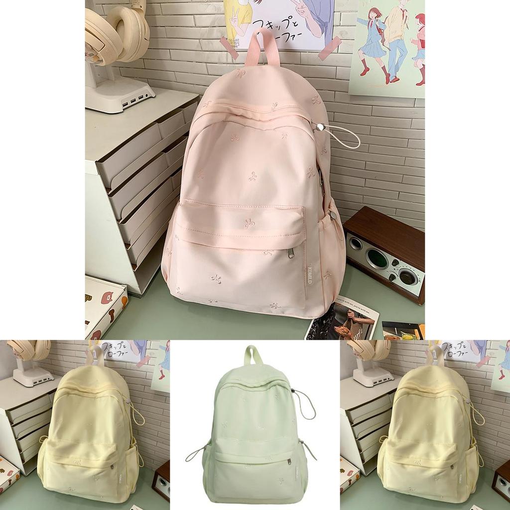 Modern Korea Pastel Butterfly Bow Printed Backpack With Nylon Material For School And Daily Use