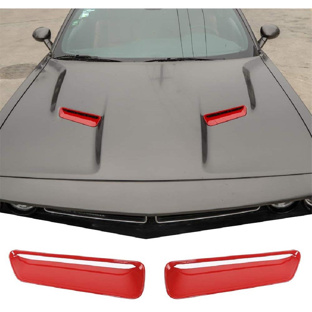 Hood Vents Outlets Vents Cover Trim Interior Decoration Accessories for Dodge Challenger 2015-UP Red 2PCS
