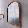 Ротанговое настенное зеркало с деревянной рамой, арочное деревянное зеркало для современных декоративных ванных комнат, гостиных, прихожих