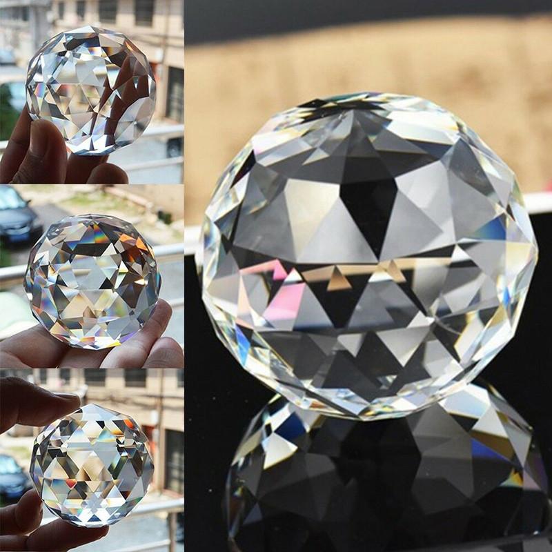 Crystal Cut Clear Sphere 50mm Faceted Gazing Ball Prisms Suncatcher Home Decor