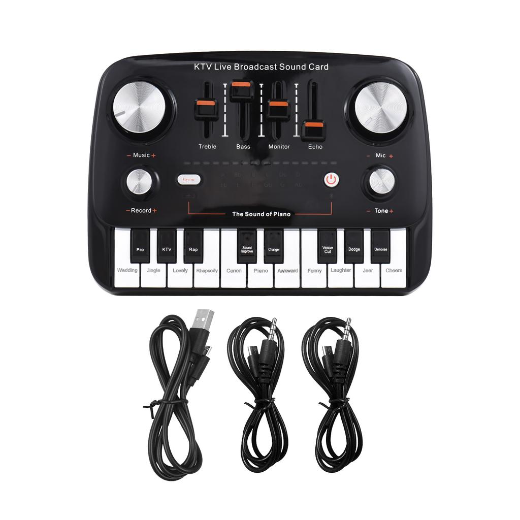 Live Sound Card Piano Shape Audio Recording Desktop Singing BT Wireless Lossless Transmission Plug