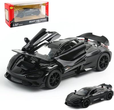 Масштаб 1/32, литой под давлением McLaren 765LT, модель спортивного автомобиля из цинкового сплава, имитация литья, транспортные средства с подсветкой и музыкой для детей, подарок