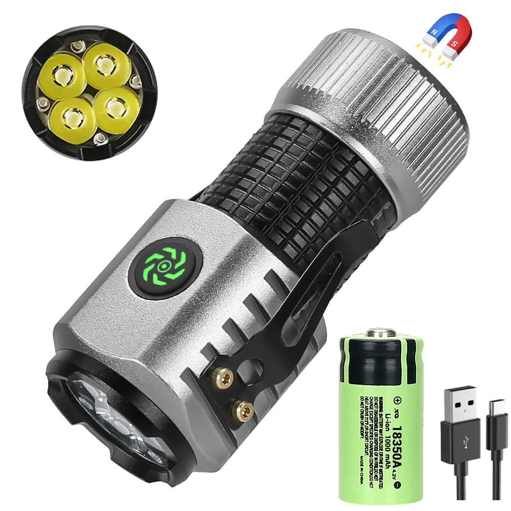 Светодиодные фонари высокой мощности 3/4 P35LED Мощный фонарь с магнитом Лампа для самообороны 6 режимов освещения Яркие уличные фонари