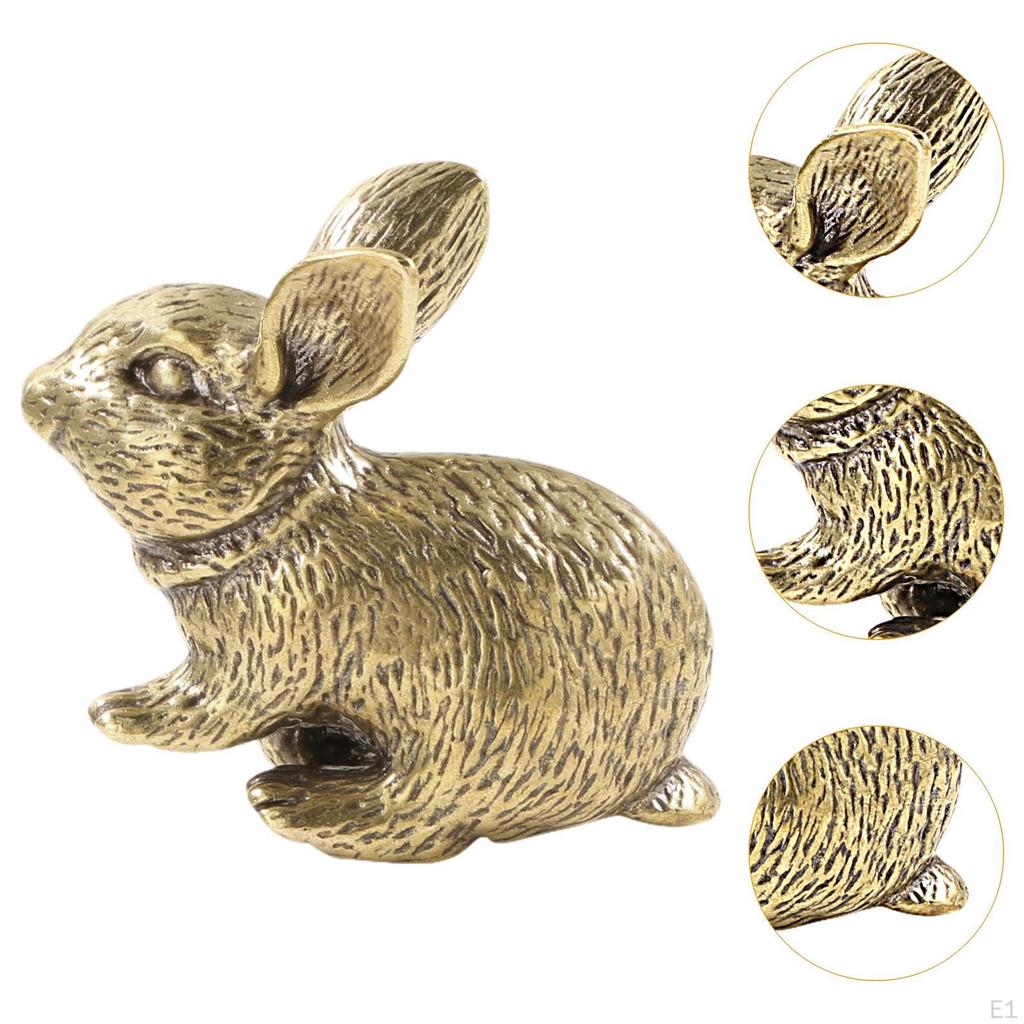 Статуя золотого кролика, латунная фигурка, модель для дома, деревенские украшения, золотые скульптуры, маленькие