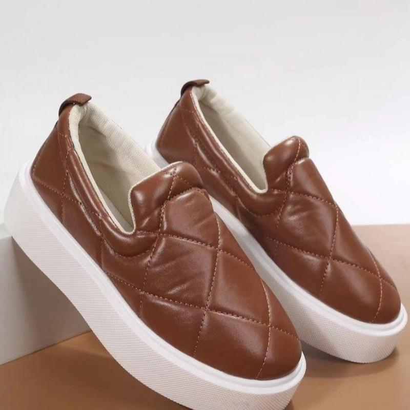 Кроссовки на плоской подошве, обувь на платформе для женщин, новинка 2024 года, женские повседневные лоферы в клетку без шнуровки, женские большие размеры 36–43, Zapatillas Mujer