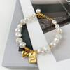 Women Beaded Alloy Bracelets Suitable For Holiday Occasions Irregular Imitation Pearl Bracelets Gold Charms