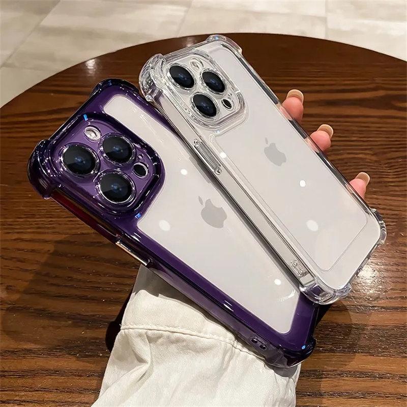 Противоударный мягкий чехол-бампер для iPhone 14 13 12 11 Pro Max 13Pro 14 Plus 13 11, прозрачный защитный силиконовый чехол для камеры