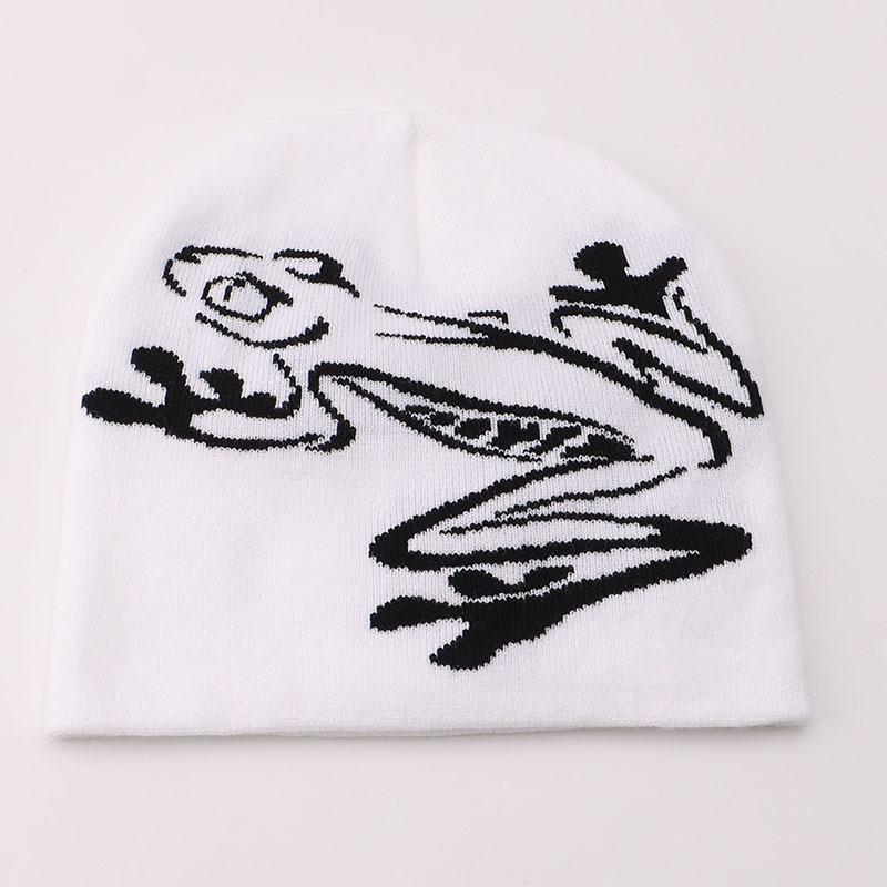 Knitted hat niche design frog jacquard cover ear protector cold hat autumn and winter warm hip hop wool hat