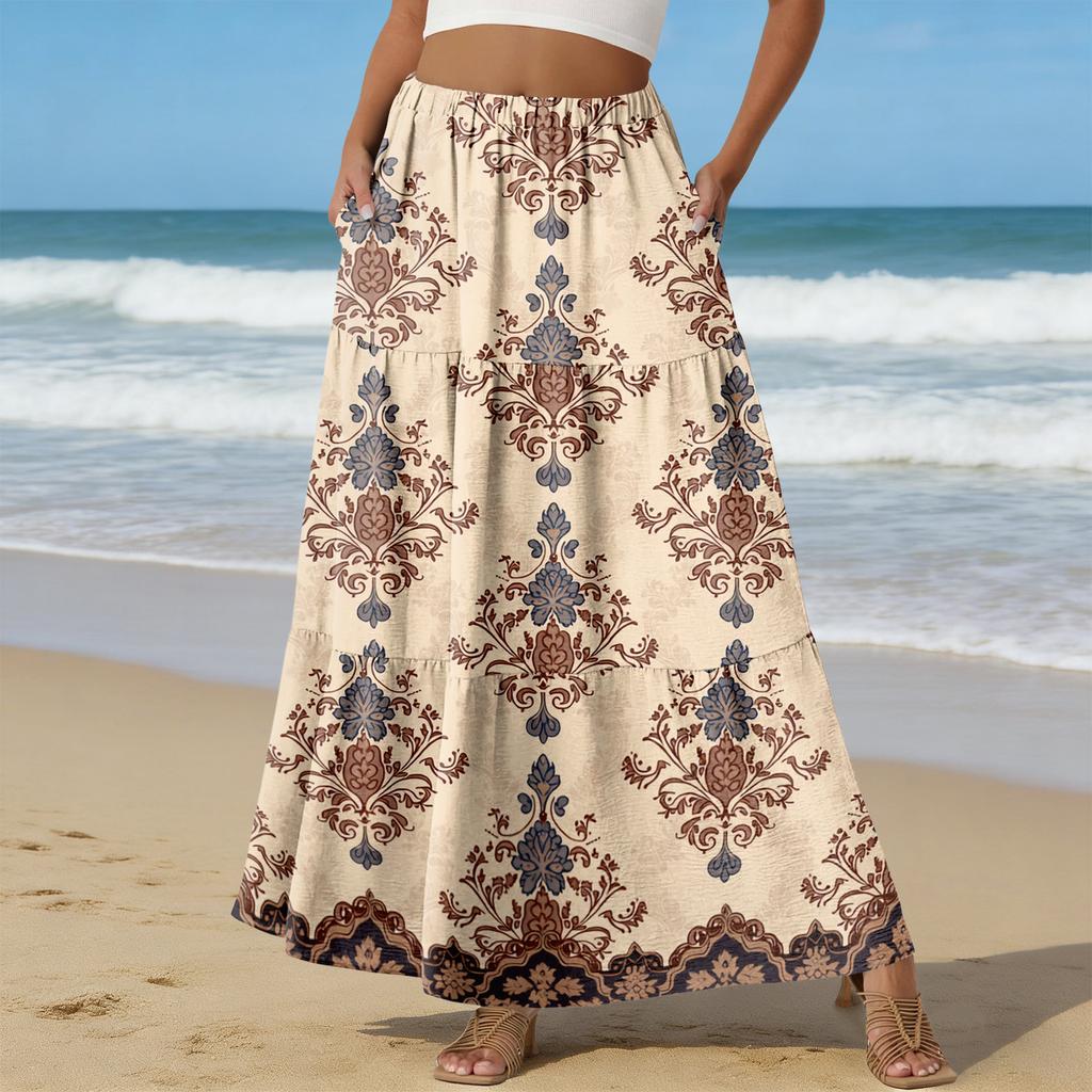 Женская Повседневная Юбка А-силуэта с Высокой Талией и Шнурком Цветная Юбка С Карманами