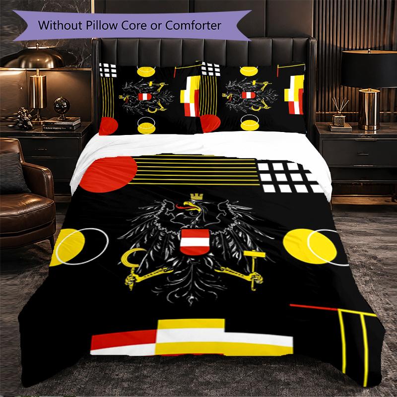 Austria Football Pattern 3 Pieces Bedding Set Soft Microfiber Duvet Cover with Pillow Cases for Bedroom