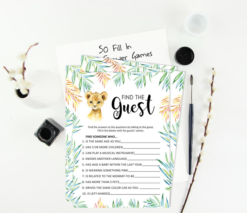 Inkdotpot Игровой набор для детского душа из 50 игр BabyA AlphabetA ABCA для вечеринки Baby Cheetah Jungle Animals