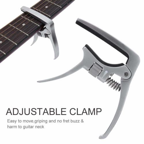 Silver Guitar Capo with Adjustable Screw, Durable and Rust-Resistant Metal Capo for Acoustic, Classical, and Electric Guitars, Universal Guitar Capo