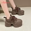 Fashion Aphixta Women Platform Sneaker Boots Brown Lace Up Autumn Winter Women Shoes Thick Botton Sole Boots Fashion Casual Shoes