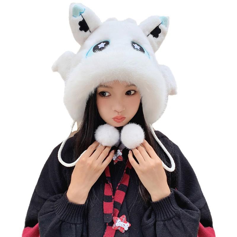 Winter new imitation mink animation toothless dragon cute plush hat women's Universal Studios riding ear protection Lei Feng hat