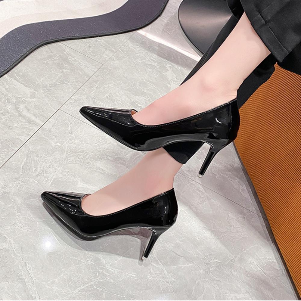 Fashion Sexy Black Sole Thin 6cm 8cm 10cm Heel High Heels Classic Style Black Office Work Shoes Light Lady Pumps Plus Size 43