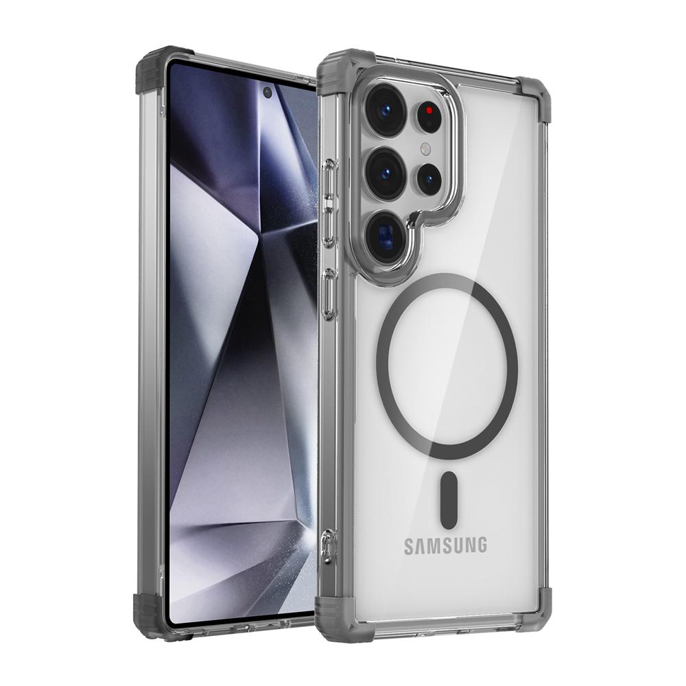 KEYSION Прозрачный противоударный чехол MagSafe для Samsung Galaxy S25 Ultra 5G Магнитная беспроводная зарядка Прозрачный чехол для телефона