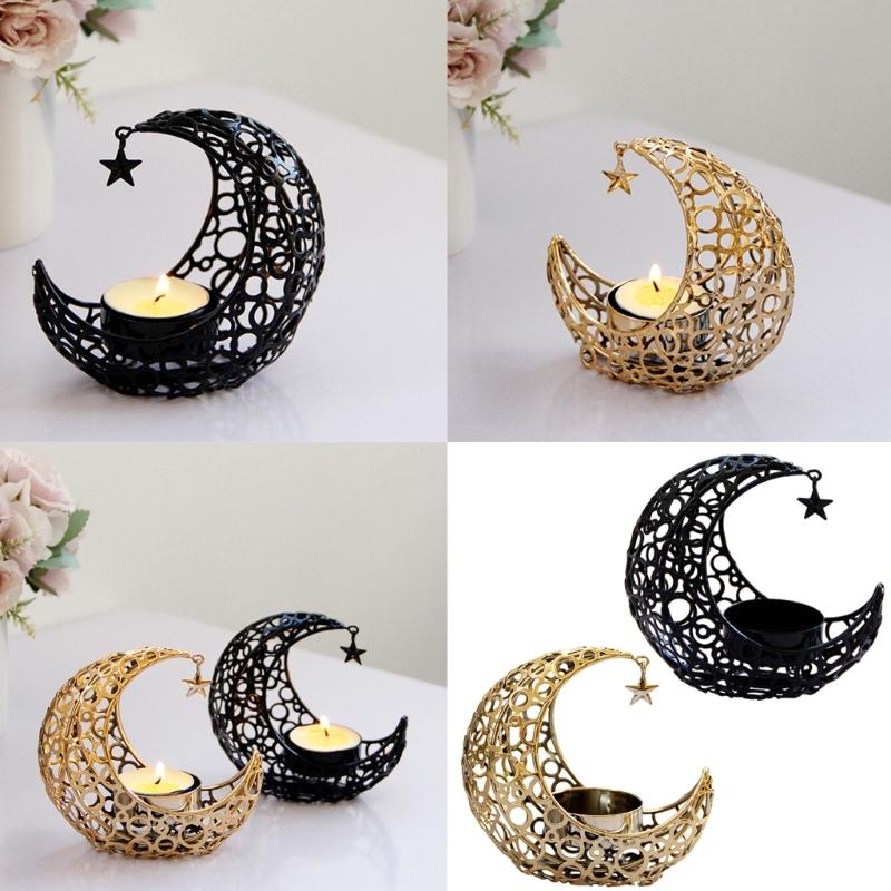Moon Shaped Candle Holder Tealight Holder Metal Moon Candle Stand Candlestick for Christmas Dining Wedding Home Decors