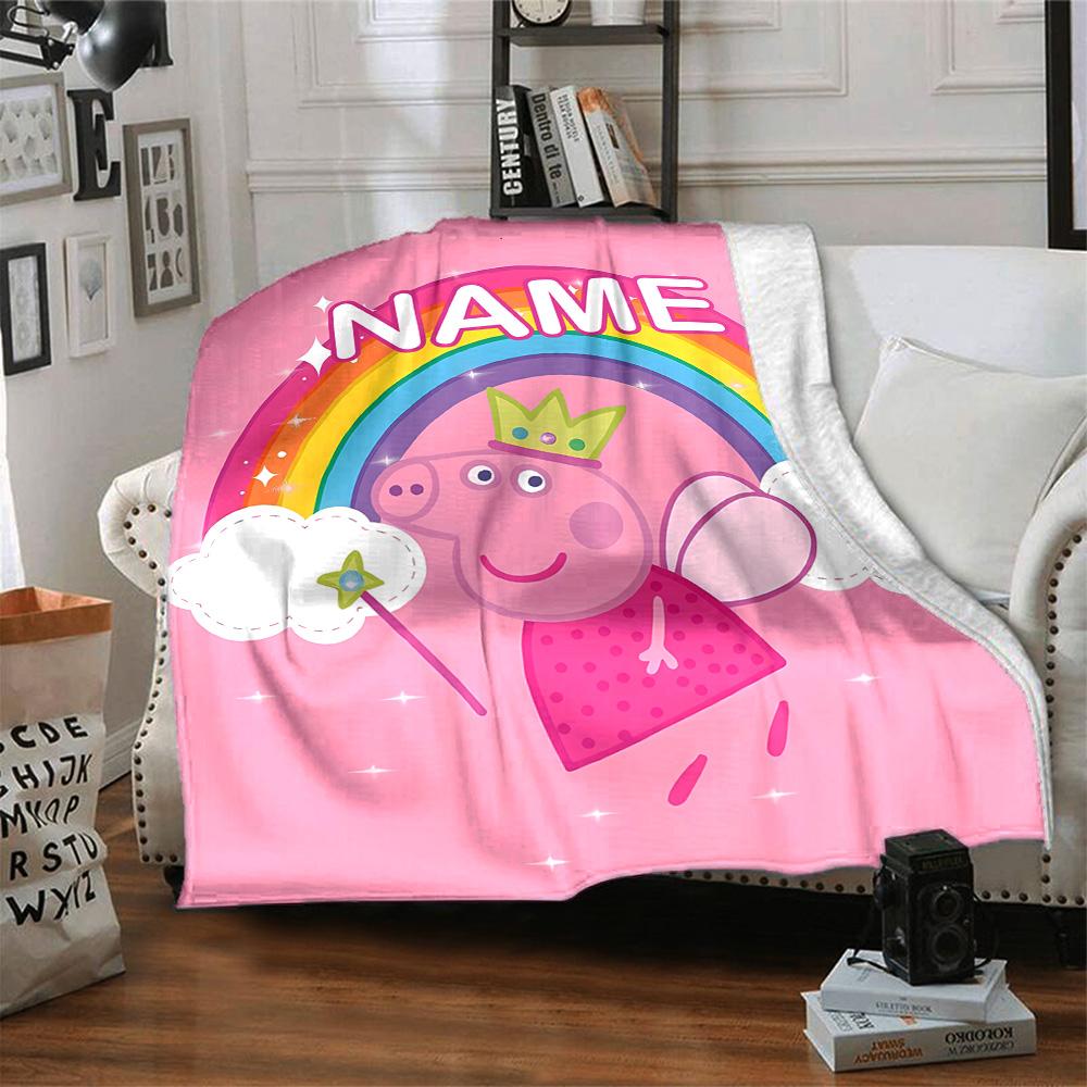 Customizable Pink Pig1 Throw Blanket – Personalized Name, All-Season Cozy Snug Blanket, Machine Washable, Personalized Blanket