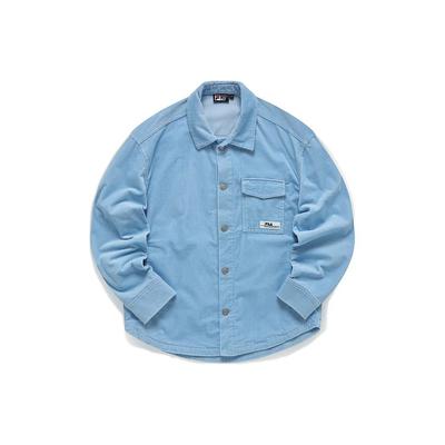 Fila Однотонная вельветовая куртка с логотипом, унисекс, светло-розовая, голубая F51U149702F-LB