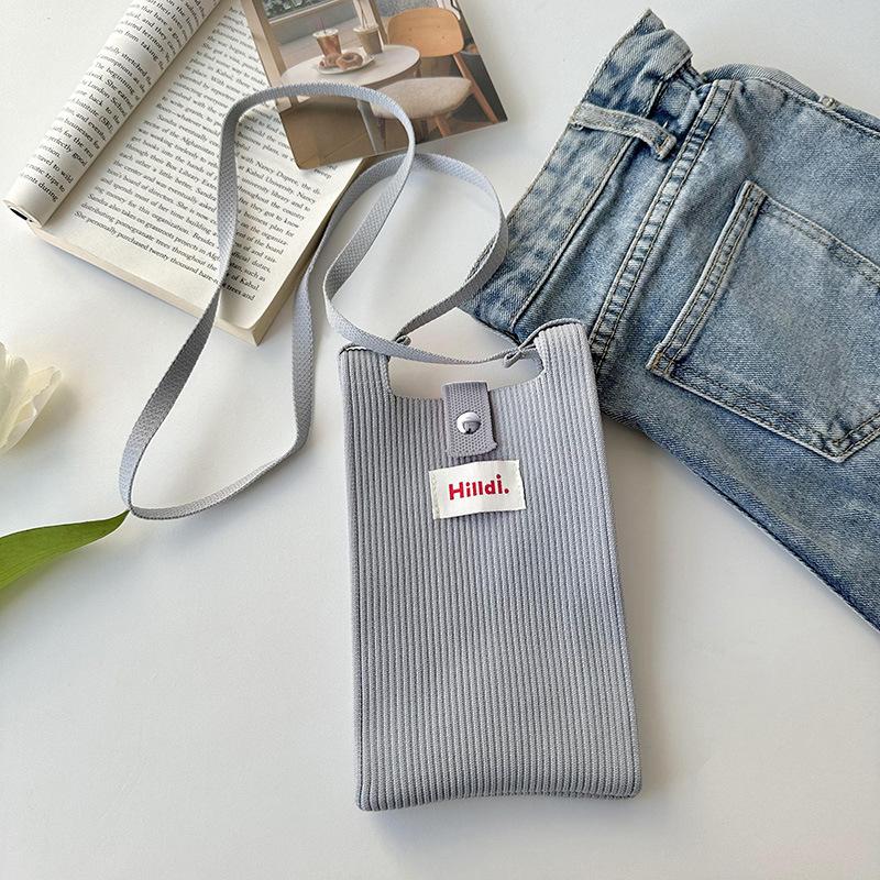 Однотонная вязаная сумка Мини-сумка через плечо Сумка для телефона через плечо Ins Dopamine Маленькая сумка