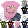 Women's Fashion Casual Printed Round Neck Short Sleeved T-Shirt Top T-Shirt Top Top